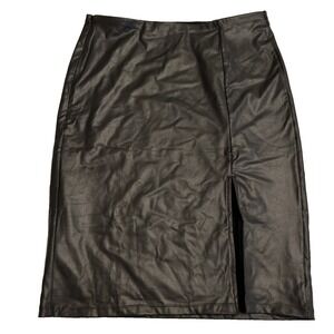Popilush 3XL Women's NWT Shapewear Sculpting Faux Leather Skirt Midi Slit